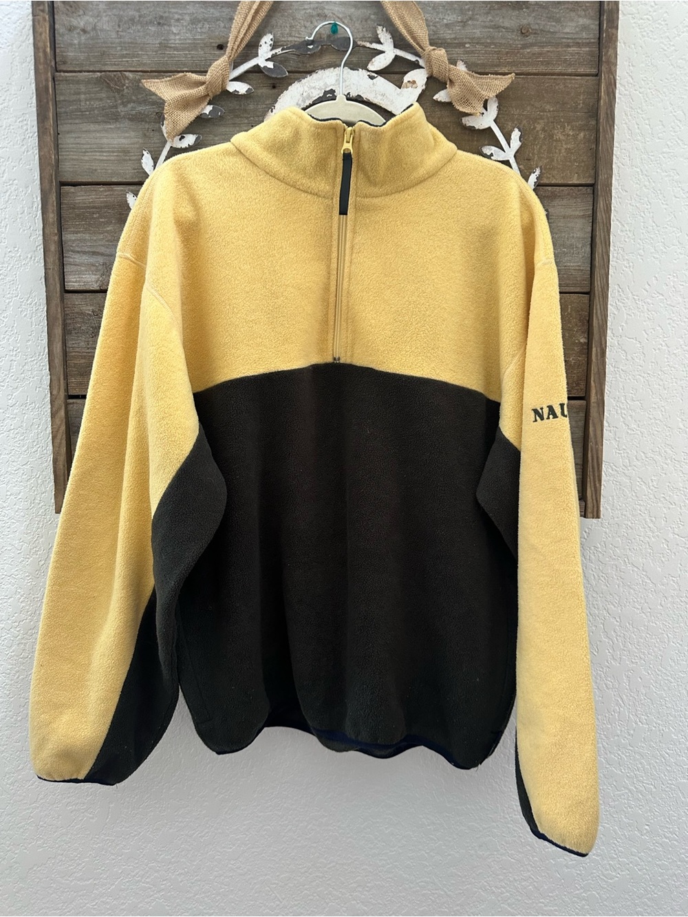 VTG Nautica color block 1/4 zipโ fleece pullover menโs size M